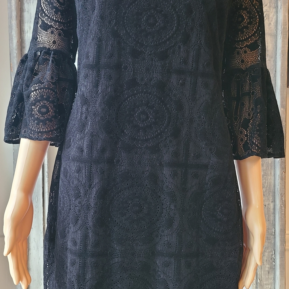 CALVIN KLEIN  Black Velvet and Lace Shift Dress size 4
